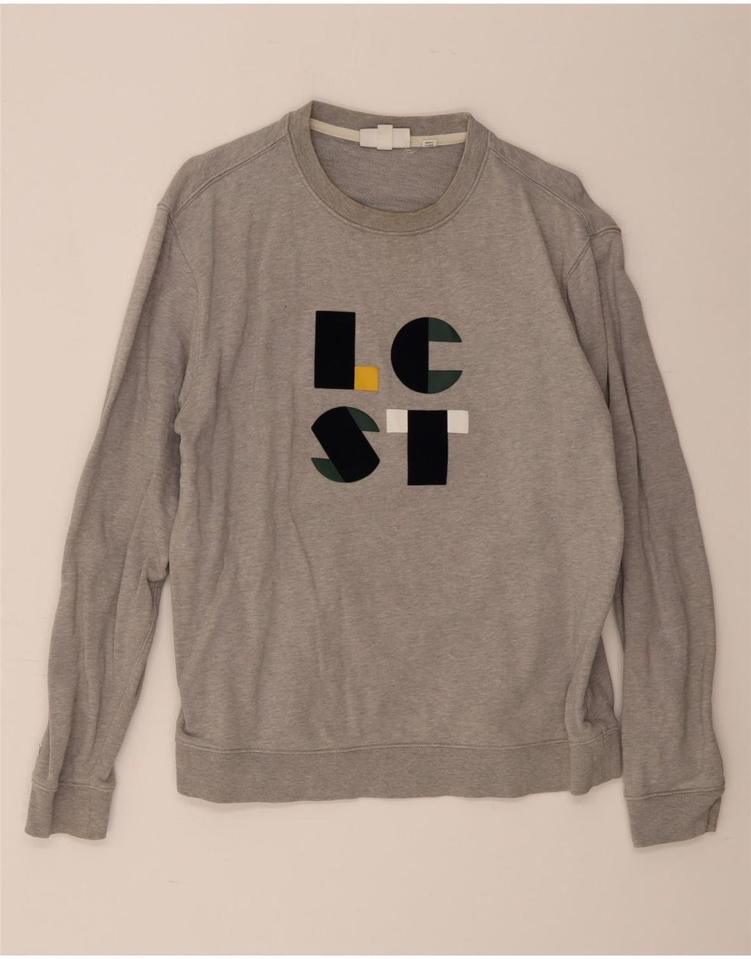 Lacoste Herre Grafisk Sweatshirt Jumper Størrelse 5 Stor Grå Bomuld