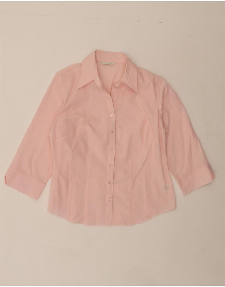 MARKS & SPENCER Womens 3/4 Sleeve Shirt Blouse UK 16 Large Pink Polyester Vintage Marks & Spencer and Second-Hand Marks & Spencer from Messina Hembry 