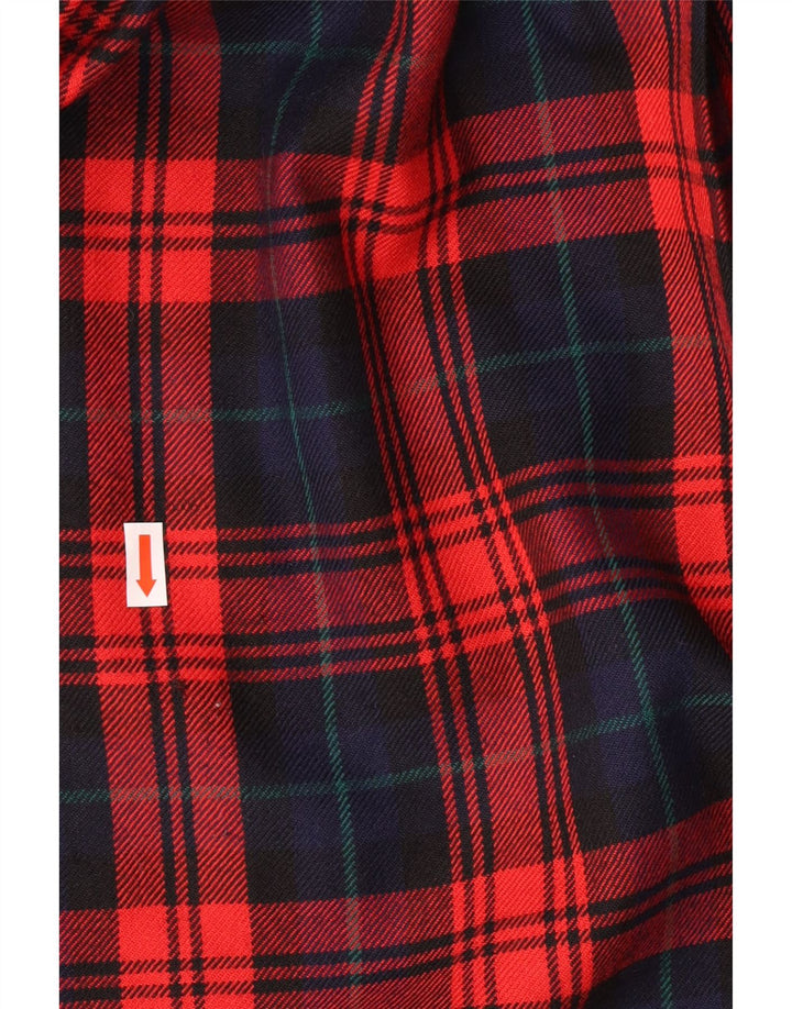 Vintage damekniv plisseret nederdel IT 42 Medium W28 Rødternet Virgin Wool