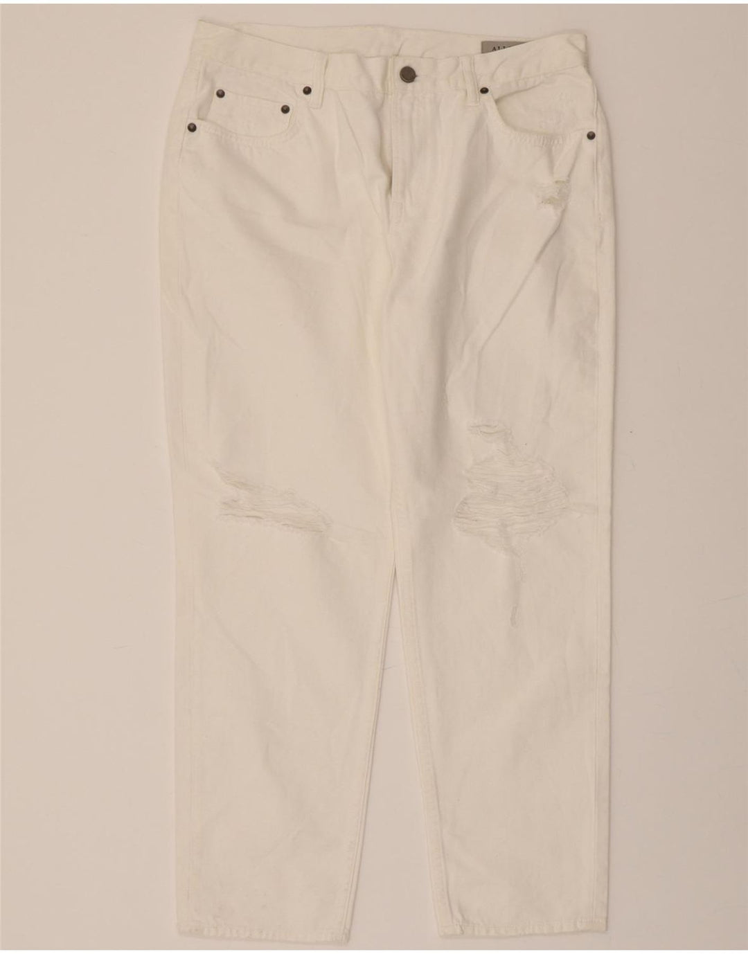 ALL SAINTS Womens Muse Tapered Distressed Cropped Jeans W30 L27 White Vintage All Saints and Second-Hand All Saints from Messina Hembry 