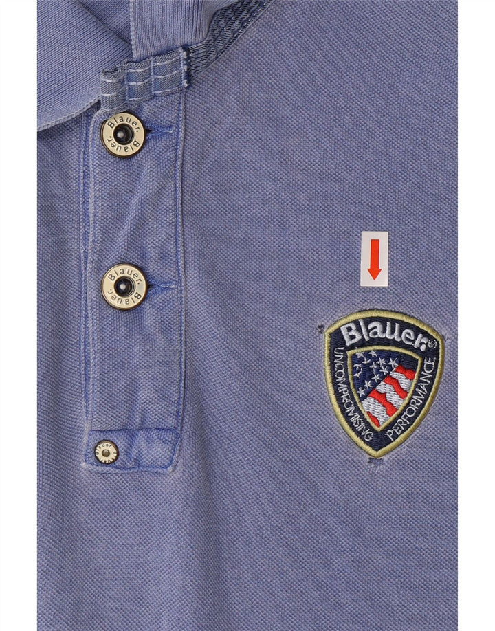 BLAUER Mens Polo Shirt Medium Blue Cotton Vintage Blauer and Second-Hand Blauer from Messina Hembry 