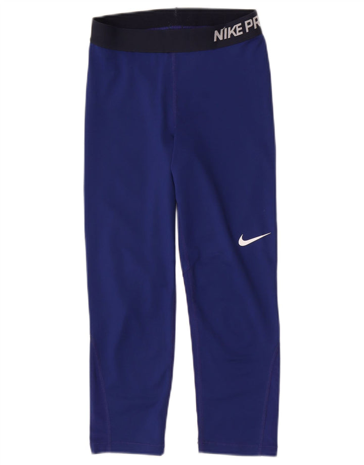 Nike Dame Dri Fit Capri Leggings UK 10 Small Blue