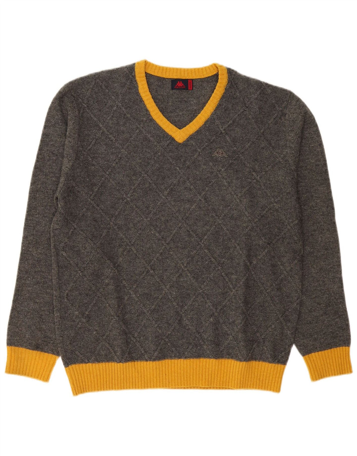 Kappa Herre V-hals sweater XL Grå Colourblock Uld