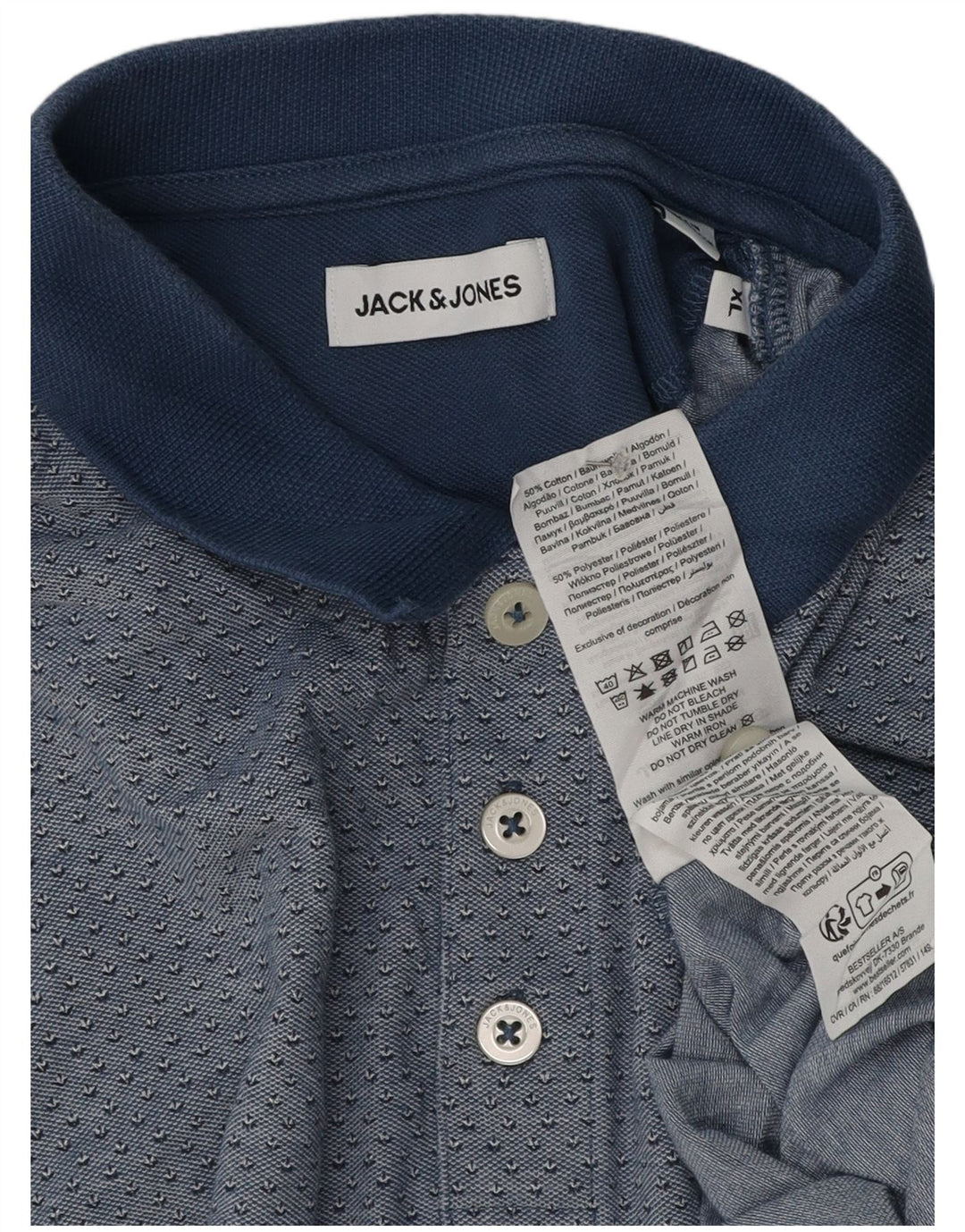 Jack & Jones herre poloshirt XL blå plettet bomuld