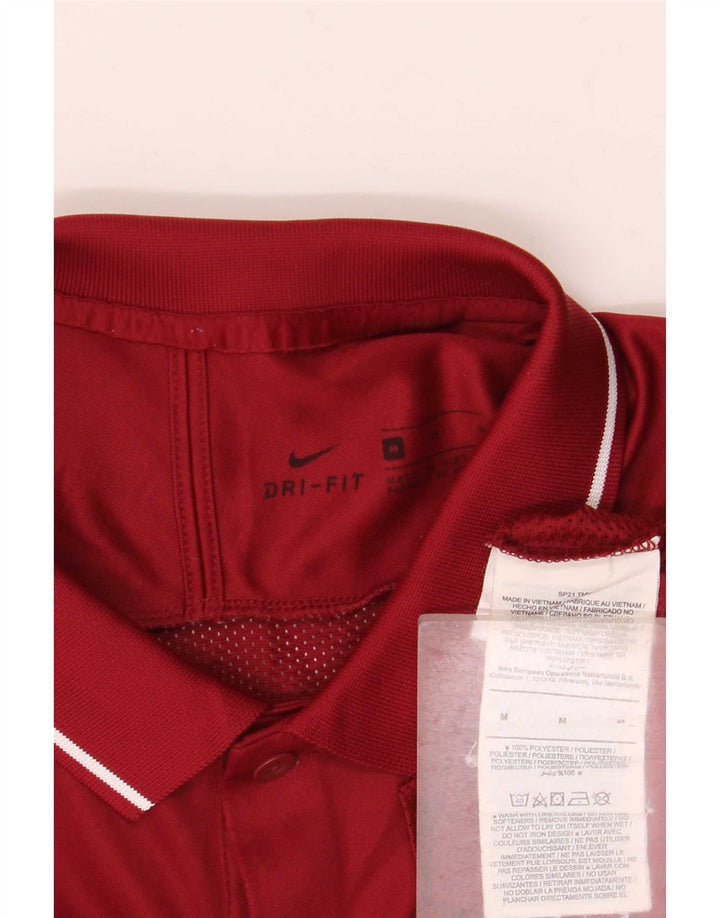 Nike Dri Fit poloshirt til mænd Medium Bourgogne stribet polyester