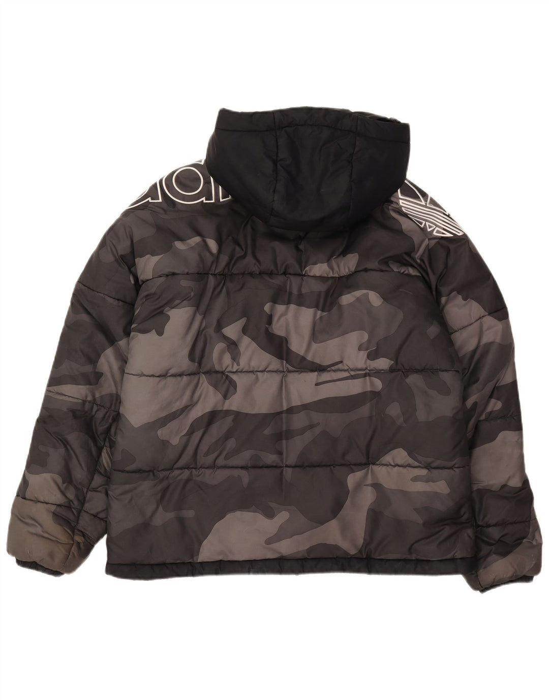 Adidas Herre grafisk hættepolstret jakke UK 38 Medium Grey Camouflage