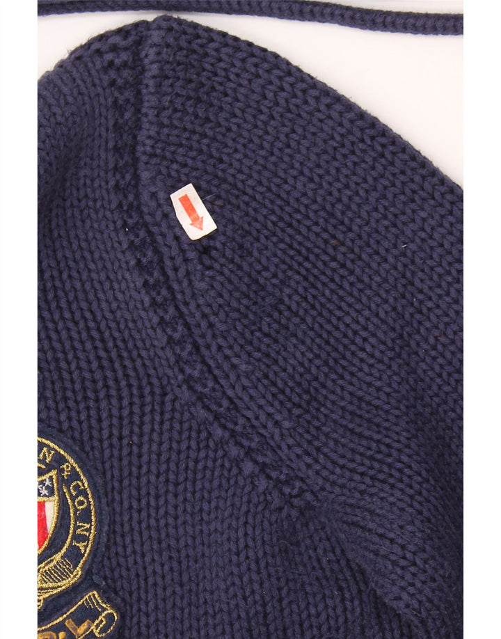 RALPH LAUREN Dame Cardigan Sweater UK 14 Medium Navyblå Bomuld