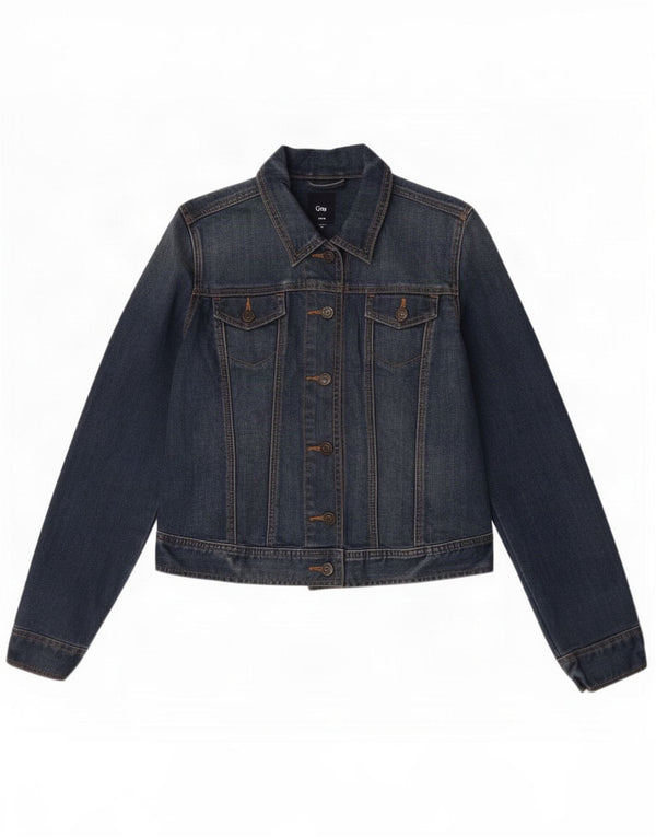 Gap Womens Crop Denim Jacket UK 14 Medium Blue Cotton