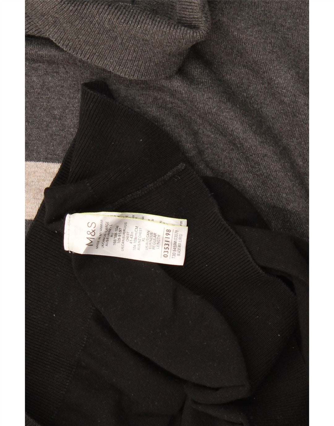 Marks & Spencer Herre Rullehalstrøje Sweater Stor Sort Colourblock