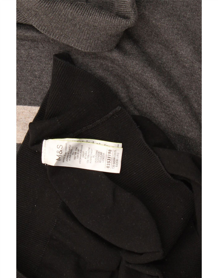 Marks & Spencer Herre Rullehalstrøje Sweater Stor Sort Colourblock