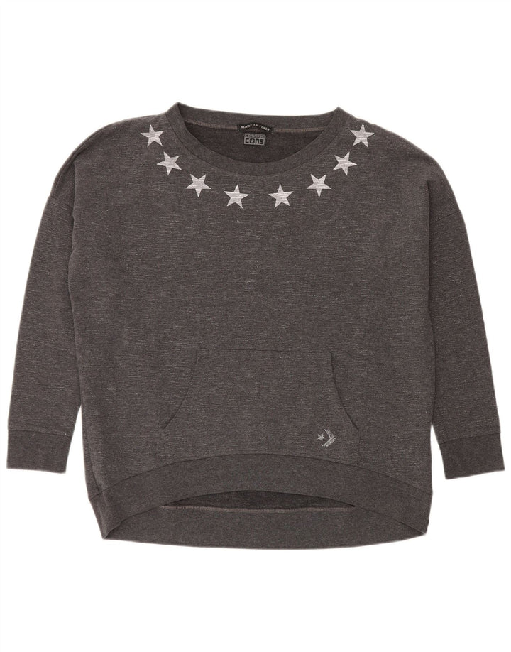 Converse Graphic Sweatshirt Jumper UK 12 Medium Grey Flecked