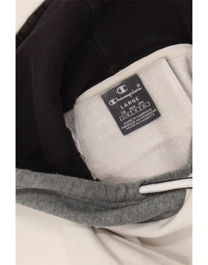 CHAMPION Mens Hoodie Jumper Large White Colourblock Vintage Champion and Second-Hand Champion from Messina Hembry 