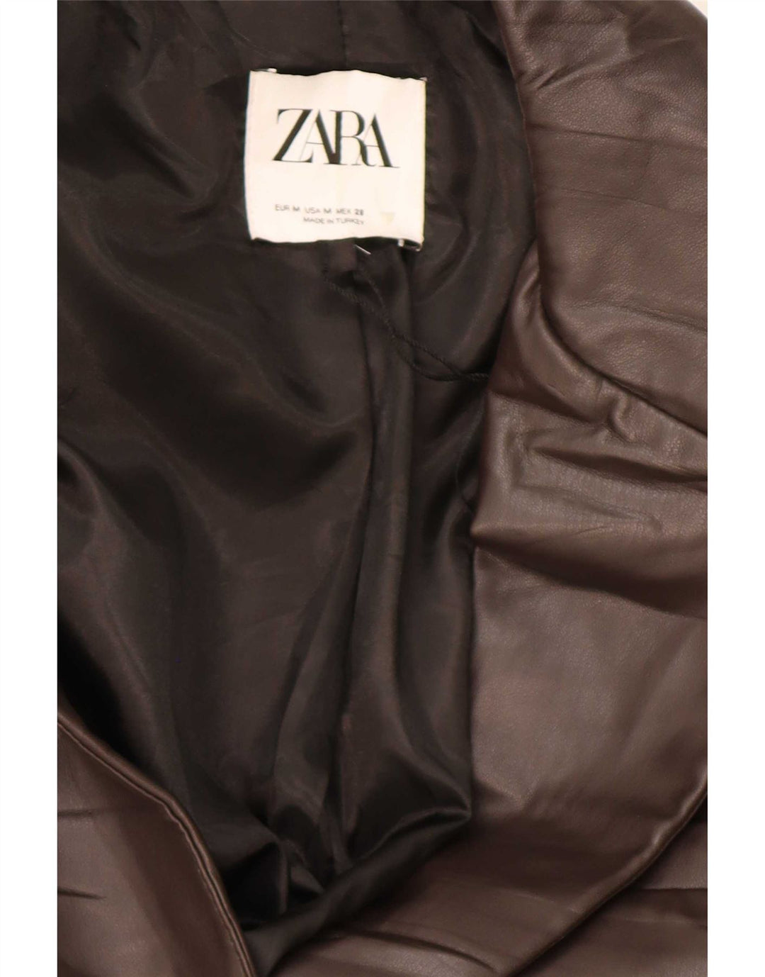 Zara Dame 1 knap imiteret læder blazerjakke UK 14 Medium Brun