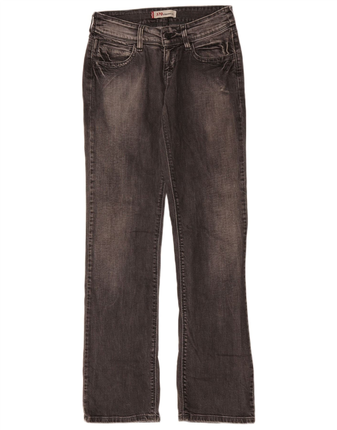 Levi's Dame 570 Straight Jeans W28 L31 Grå Bomuld