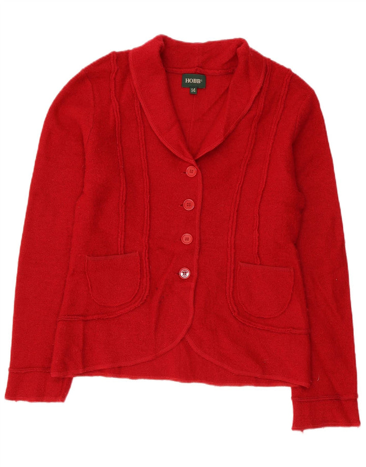 Hobbs Dame Cardigan Sweater UK 14 Medium Rød Merinould