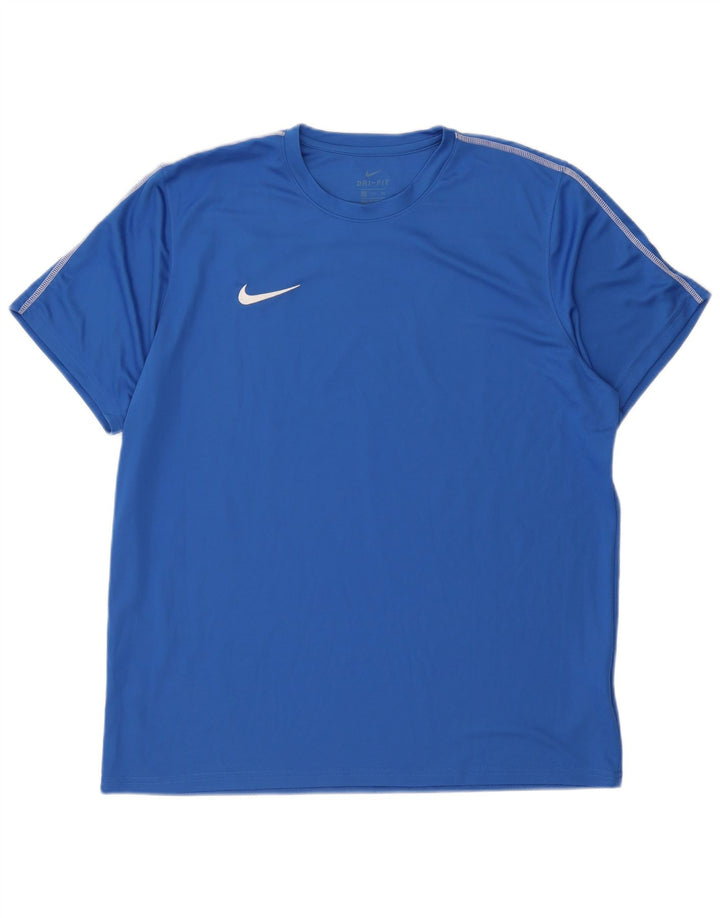 Nike Herre Dri Fit T-Shirt Top 2XL Blå Polyester