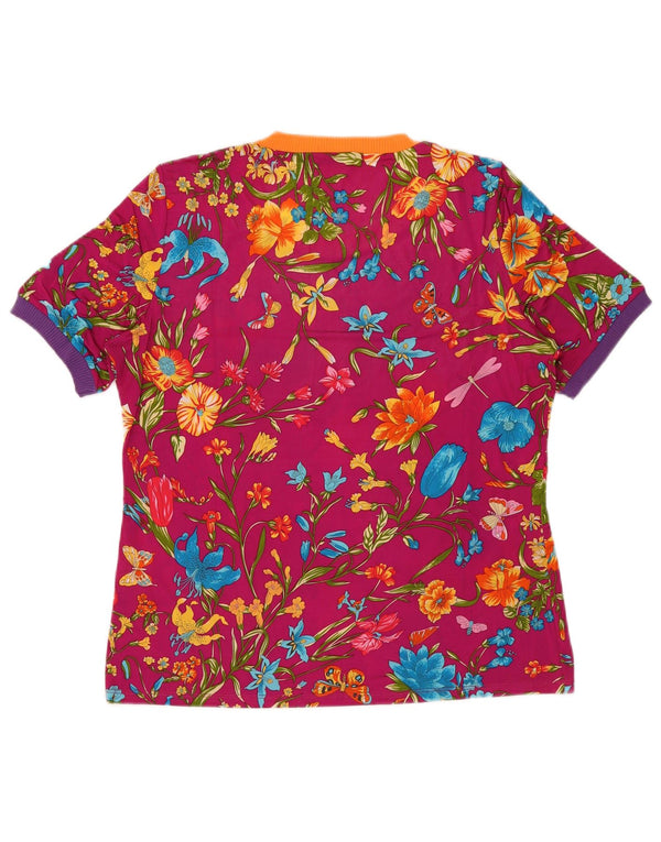 Maurice Abot Dame T-Shirt Top IT 50 XL Pink Floral Viscose