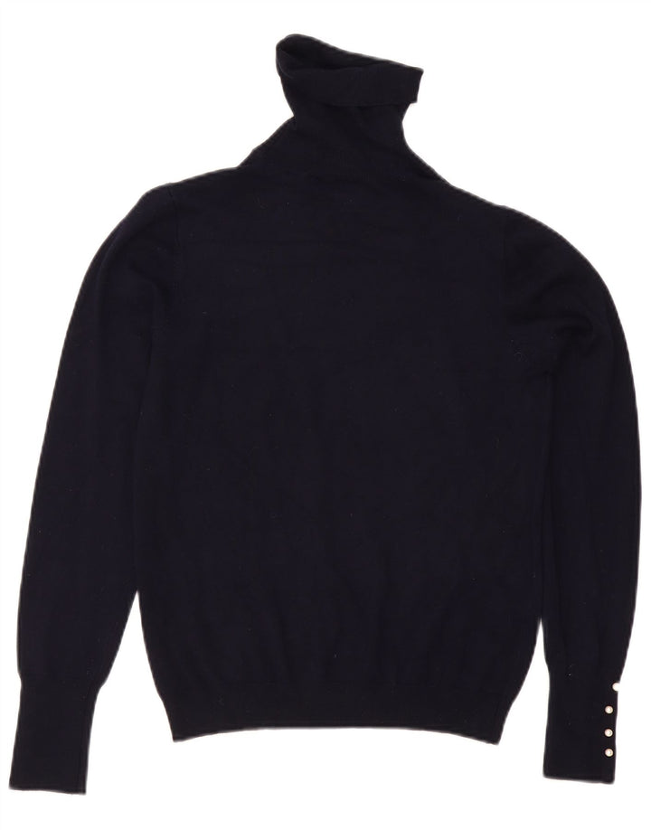 Zara Dame Roll Neck Jumper Sweater UK 14 Large Navy Blue