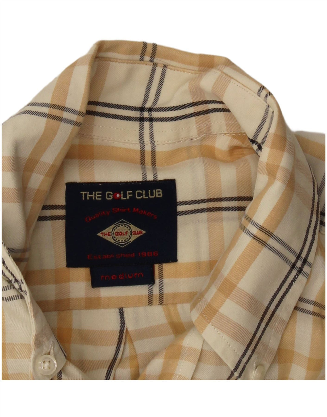 VINTAGE herreskjorte medium gul ternet bomuld