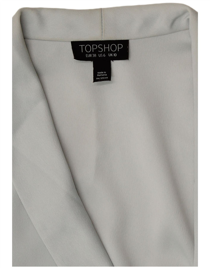 Topshop Dame Dobbeltradet Blazer Jacket UK 10 Small Grå Polyester