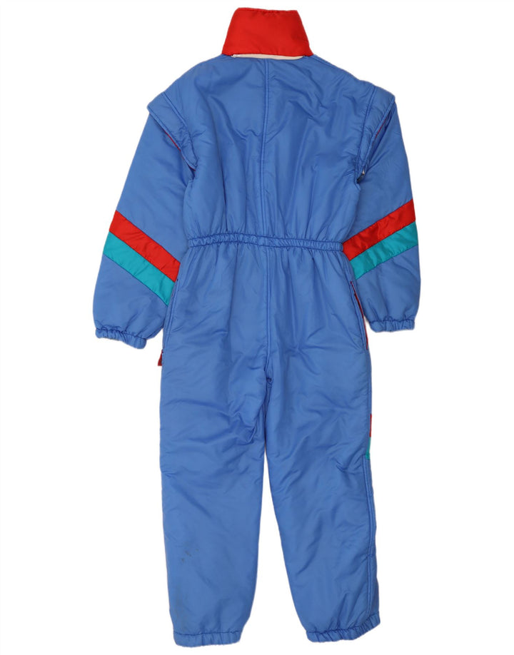 Vintage Ski Jumpsuit til mænd Lille blå Colourblock Nylon Retro