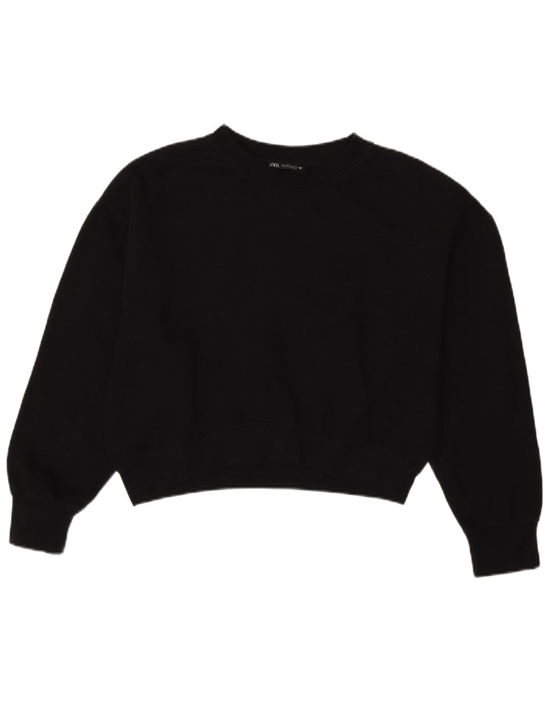 ZARA Womens Oversized Crop Sweatshirt Jumper UK 10 Small Black