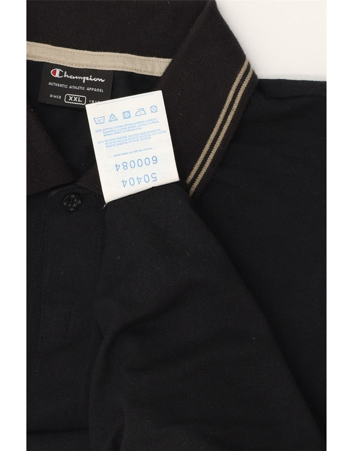 CHAMPION Poloskjorte til mænd 2XL sortstribet bomuld