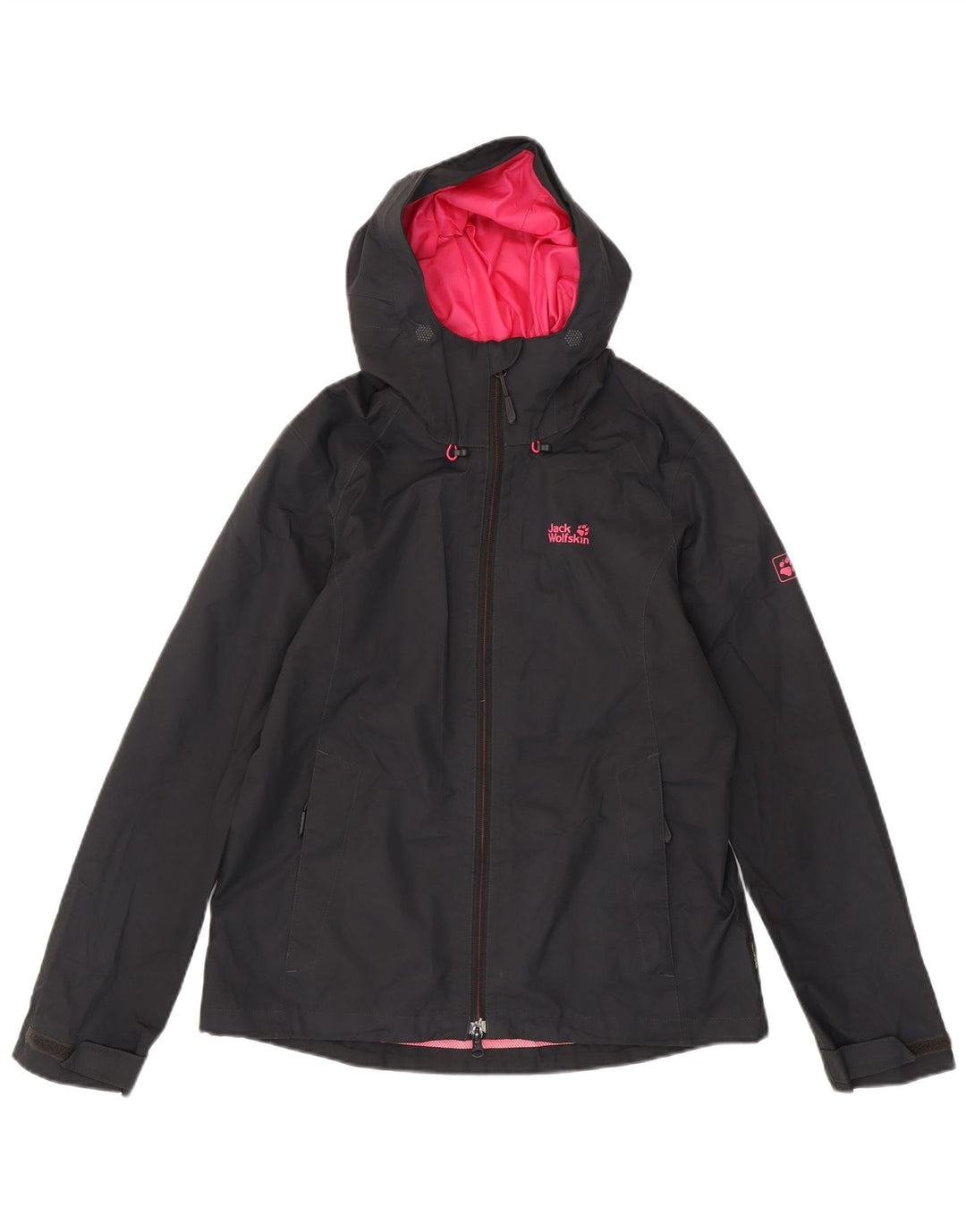 Jack Wolfskin Dame Regnjakke med hætte UK 12 Medium Sort Polyester