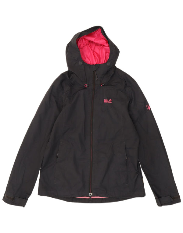 Jack Wolfskin Dame Regnjakke med hætte UK 12 Medium Sort Polyester