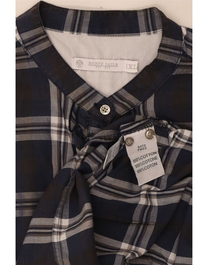 North Sails Dame Ruffle Front Pullover Shirt UK 18 XL Navy Blue Check