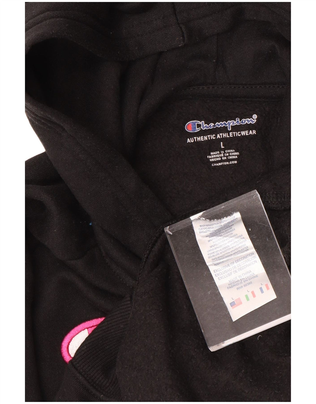 CHAMPION Grafisk hættetrøje til piger 11-12 år Stor Sort