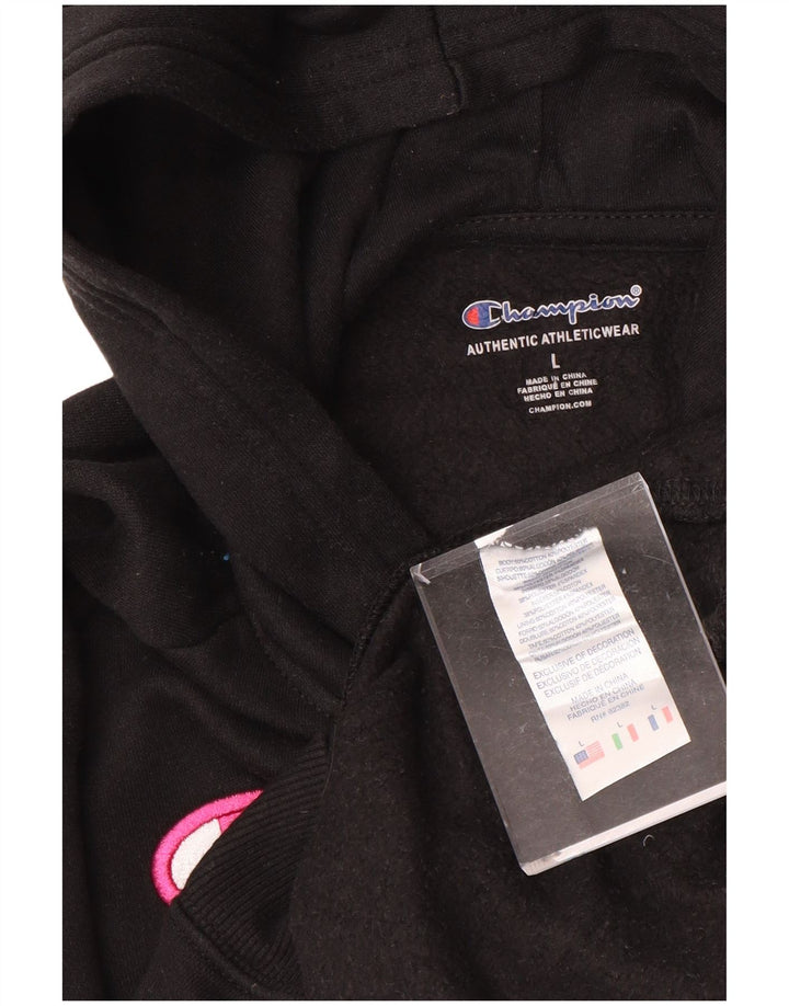 CHAMPION Grafisk hættetrøje til piger 11-12 år Stor Sort