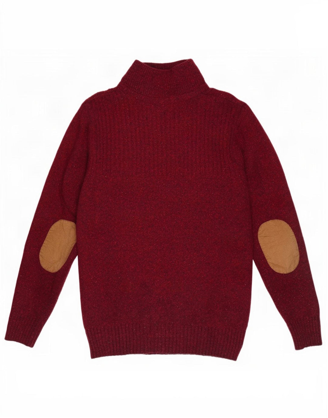 Besætningstøj Herre Button Neck Jumper Sweater Large Bourgogne Flecked