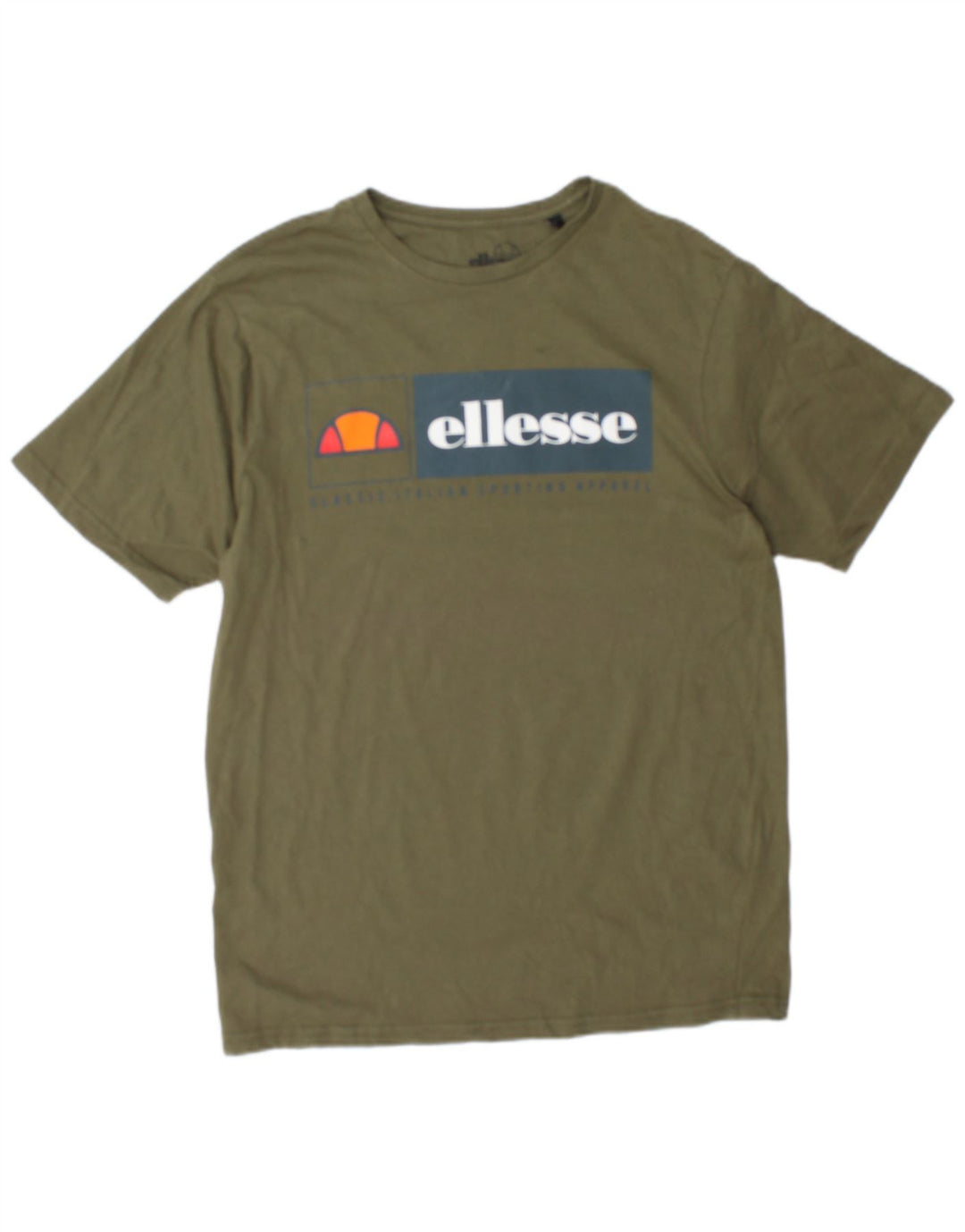 Ellesse Herre Grafisk T-Shirt Top Stor Khaki Bomuld