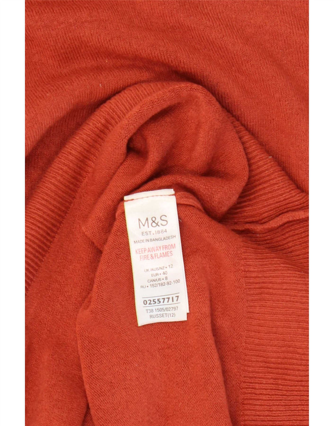 Marks & Spencer Dame Rullehals Sweater UK 12 Medium Orange Akryl