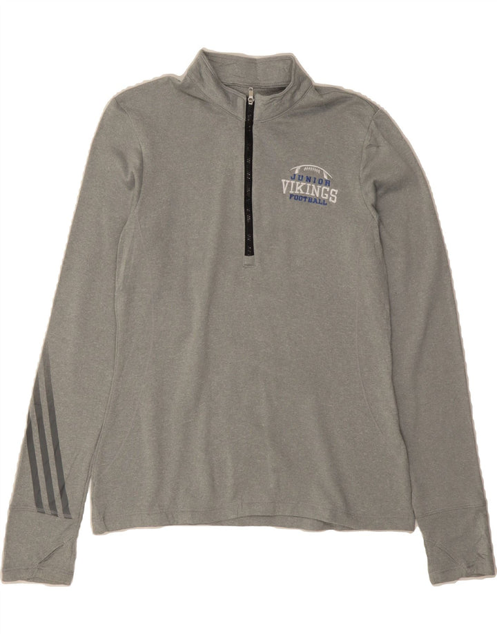 ADIDAS Womens Vikings Zip Neck Pullover Tracksuit Top UK 10 Small Grey Vintage Adidas and Second-Hand Adidas from Messina Hembry 