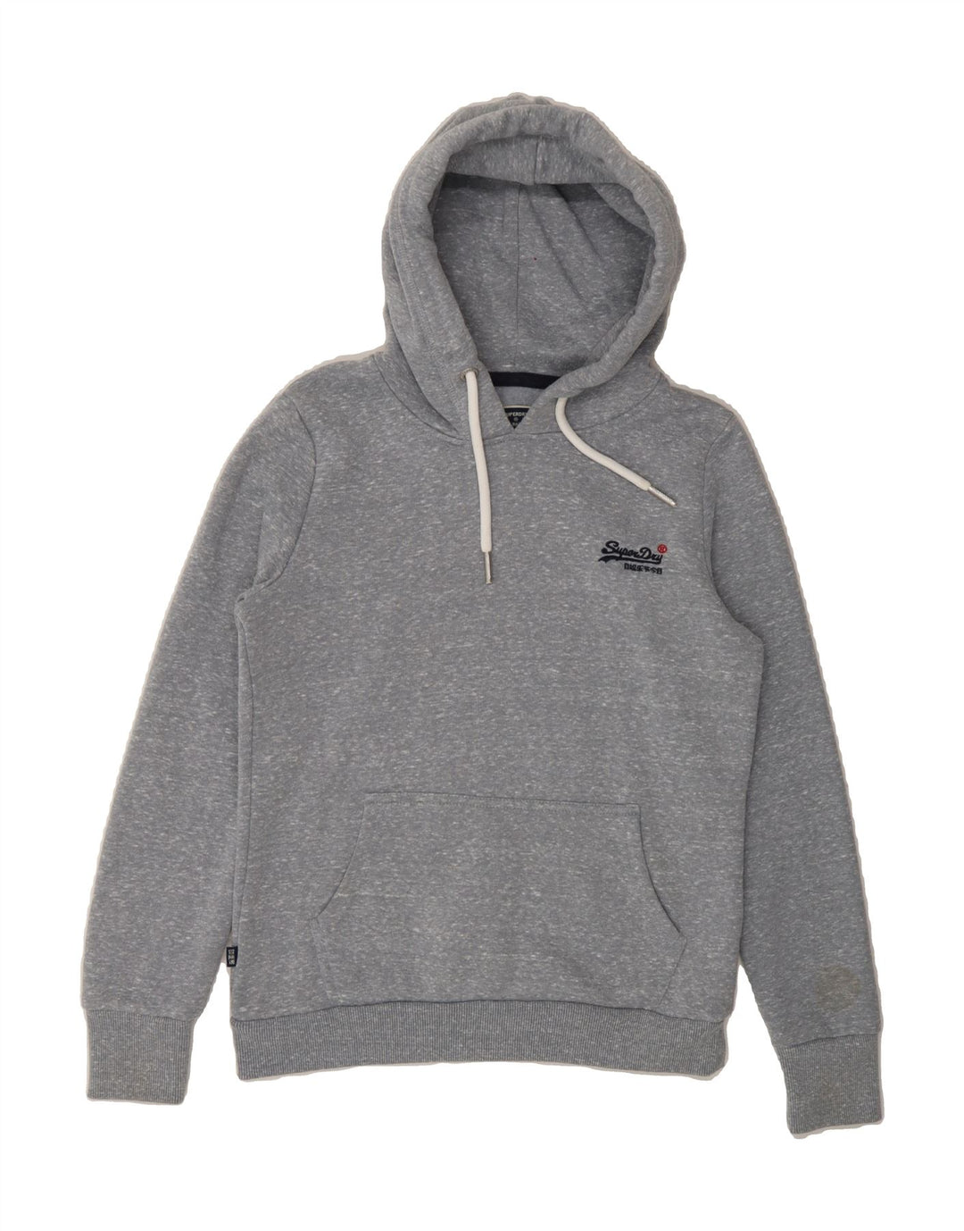 SUPERDRY Womens Oversized Hoodie Jumper UK 10 Small Grey Flecked Polyester Vintage Superdry and Second-Hand Superdry from Messina Hembry 