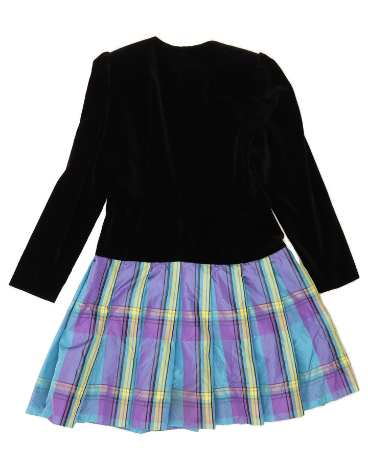 VINTAGE Womens Velvet Basic Dress UK 10 Small Black Colourblock Vintage Vintage and Second-Hand Vintage from Messina Hembry 