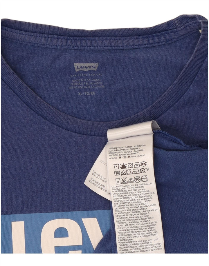 Levi's Herre grafisk T-shirt top XL blå bomuld
