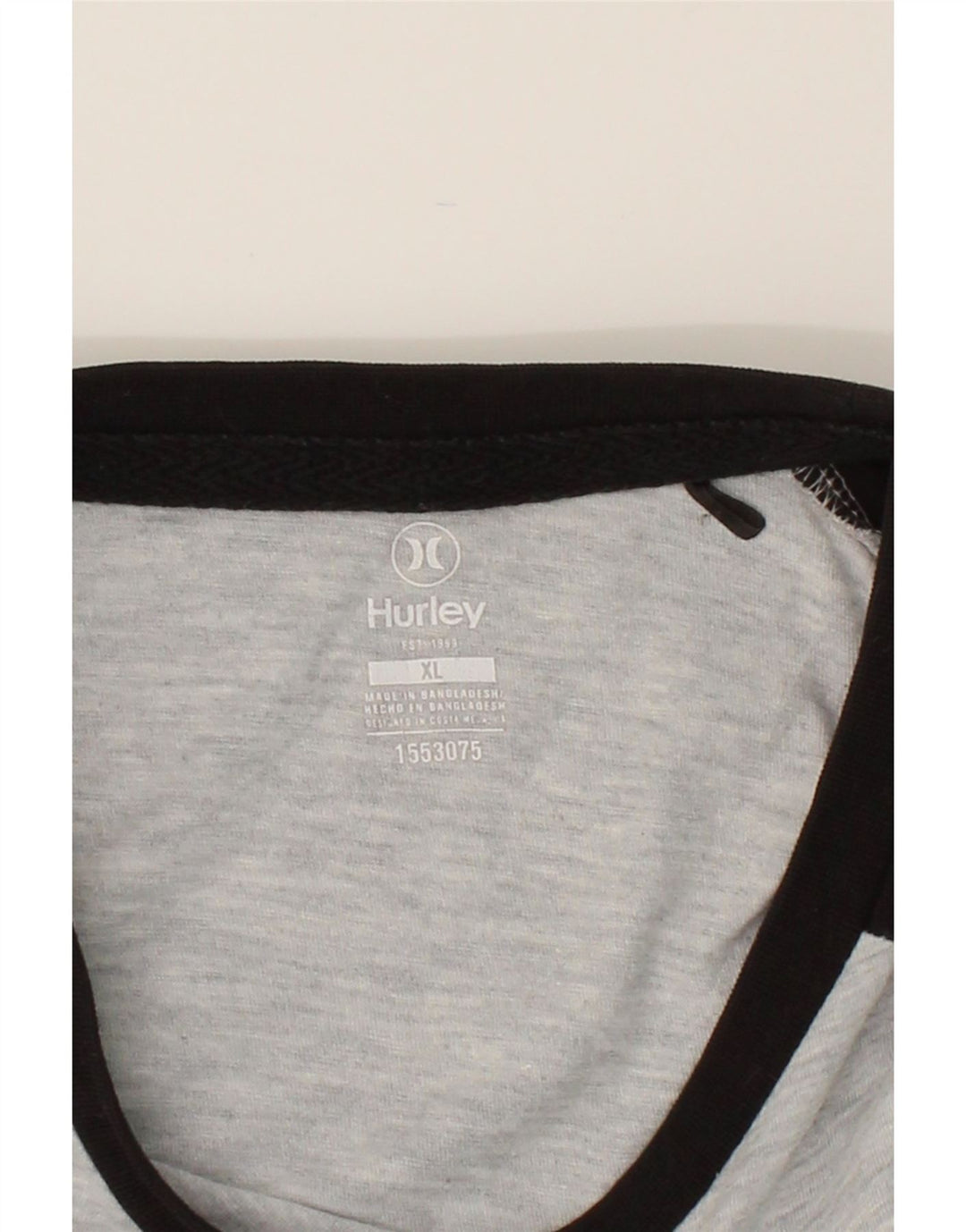 HURLEY Mens Top Long Sleeve XL Grey Colourblock Cotton Vintage Hurley and Second-Hand Hurley from Messina Hembry 