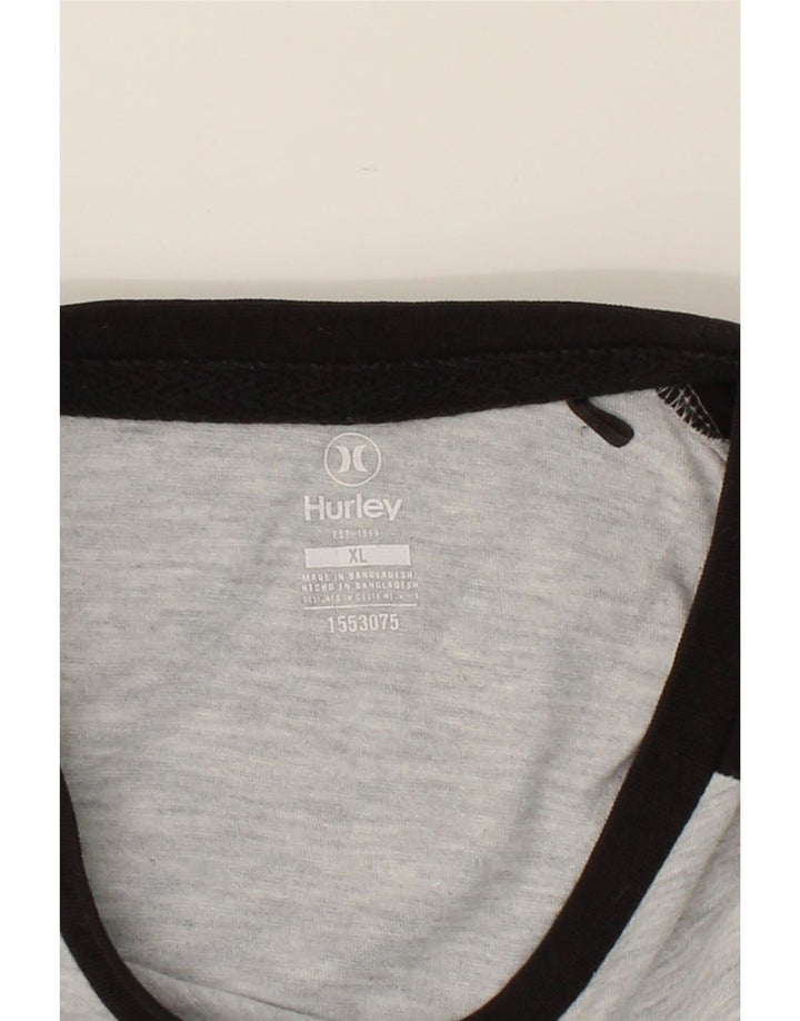 HURLEY Mens Top Long Sleeve XL Grey Colourblock Cotton Vintage Hurley and Second-Hand Hurley from Messina Hembry 