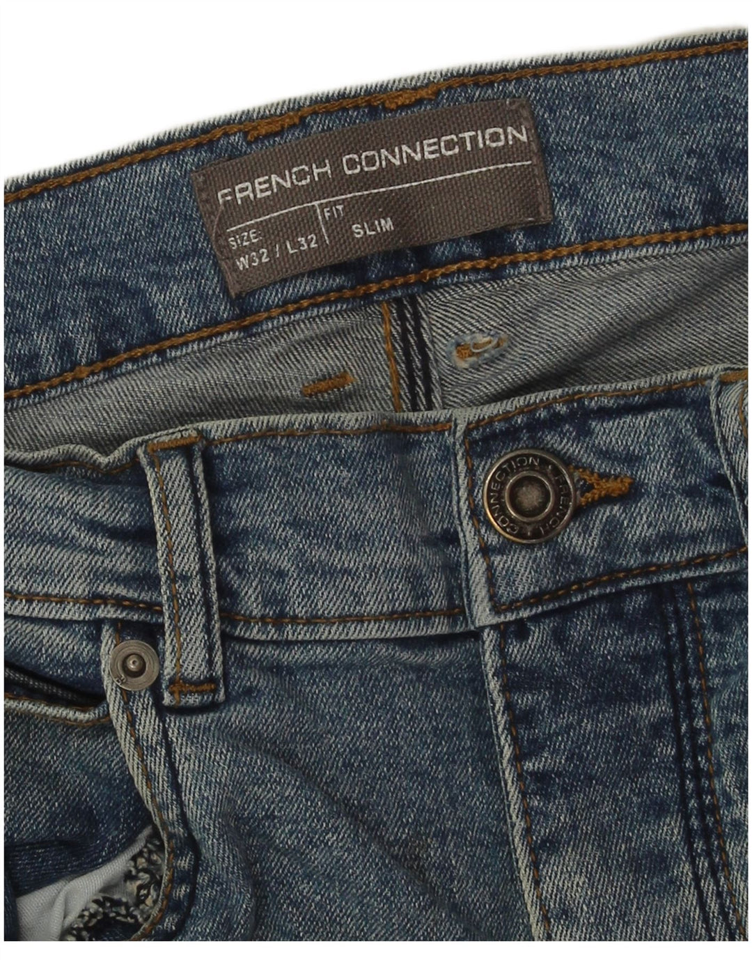 French Connection Slim Jeans til mænd W32 L32 blå bomuld