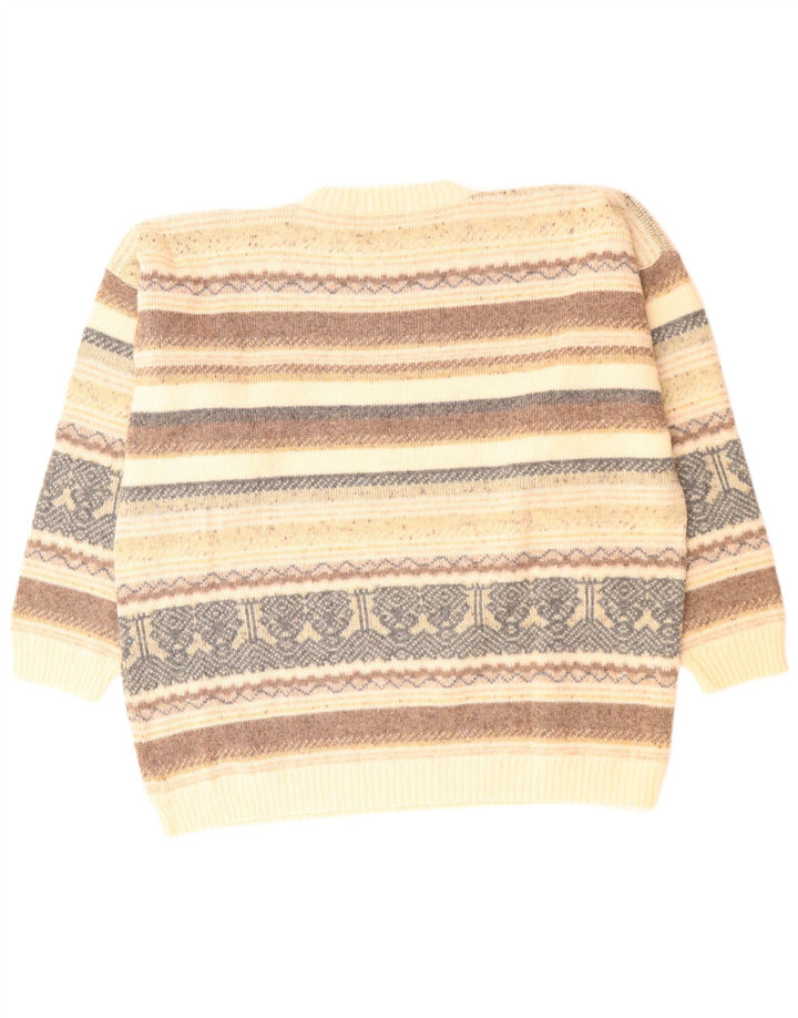 ST. BERNARD Herre sweater med rund hals str. 44/46 XL Beige Fair Isle