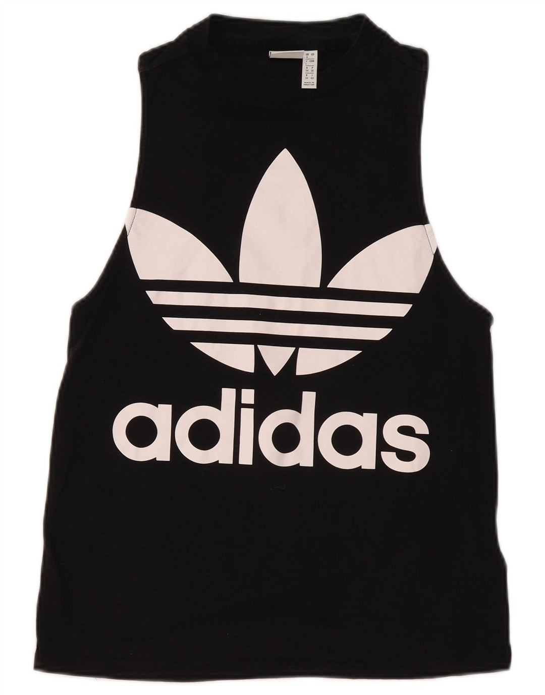 Adidas Dame Grafisk Vest Top UK 8 Small Black Bomuld