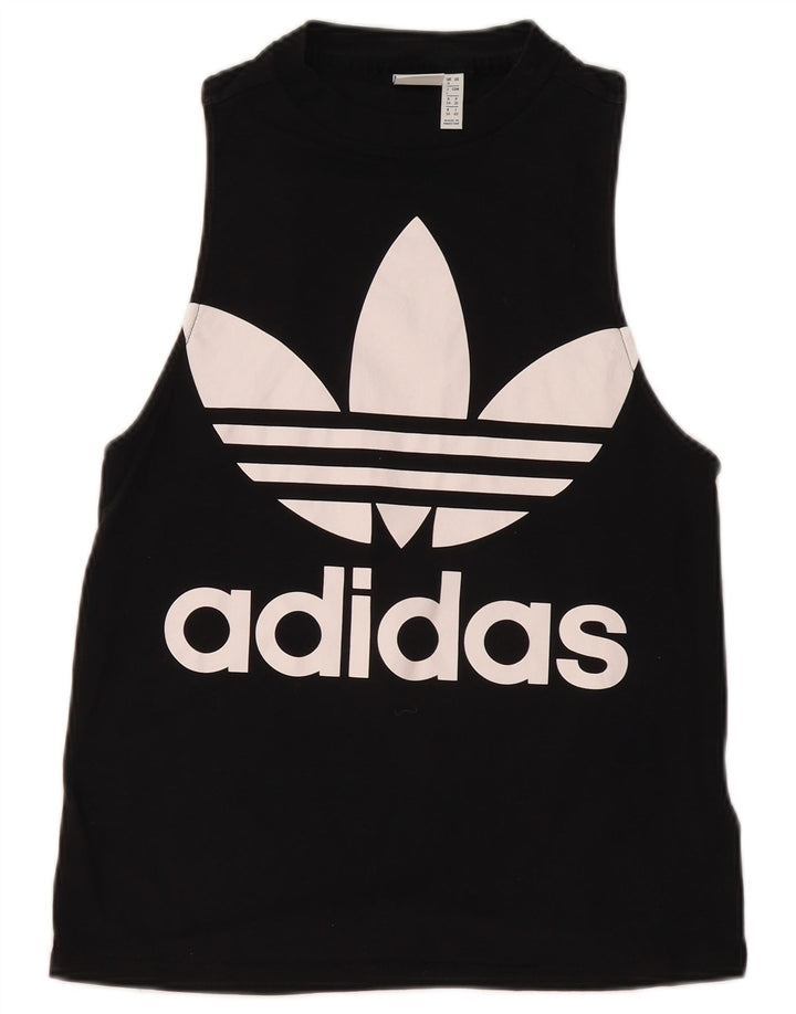 Adidas Dame Grafisk Vest Top UK 8 Small Black Bomuld