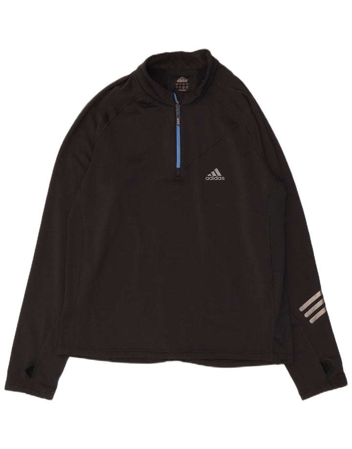 Adidas Herre Zip Neck Pullover Træningsdragt Top Stor Sort Polyester