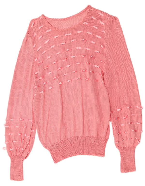 VINTAGE Dame Boat Neck Jumper Sweater UK 12 Medium Pink