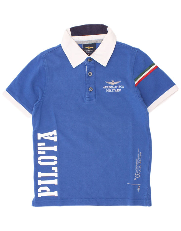 Aeronautica Militare Boys Rugby Polo Shirt 3-4 år Blå Colourblock