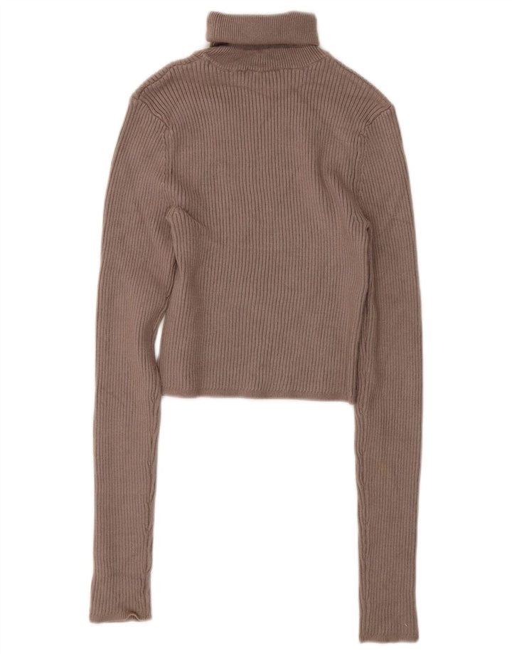 Zara Dame Crop Roll Neck Jumper Sweater UK 10 Small Grey Viscose