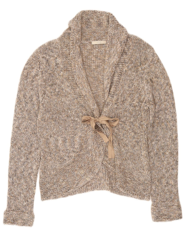 Marks & Spencer Womens Front Tie Cardigan Sweater UK 14 Large Grey Flecked